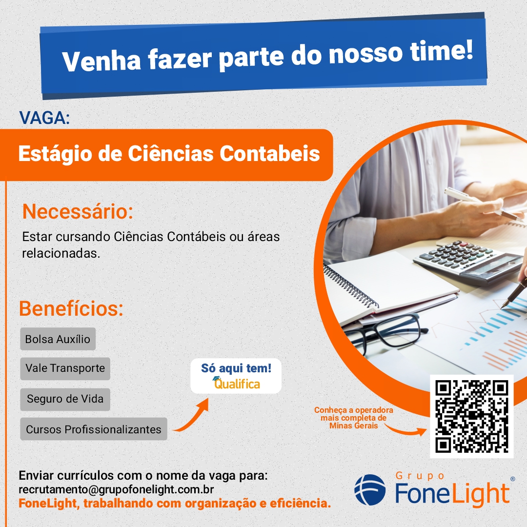 Oportunidade de estágio para Ciências Contábeis